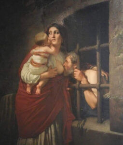 Femme allaitant un vieil homme